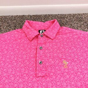 FootJoy Springhaven Club Polo Shirt Performance Floral Pink Mens Small